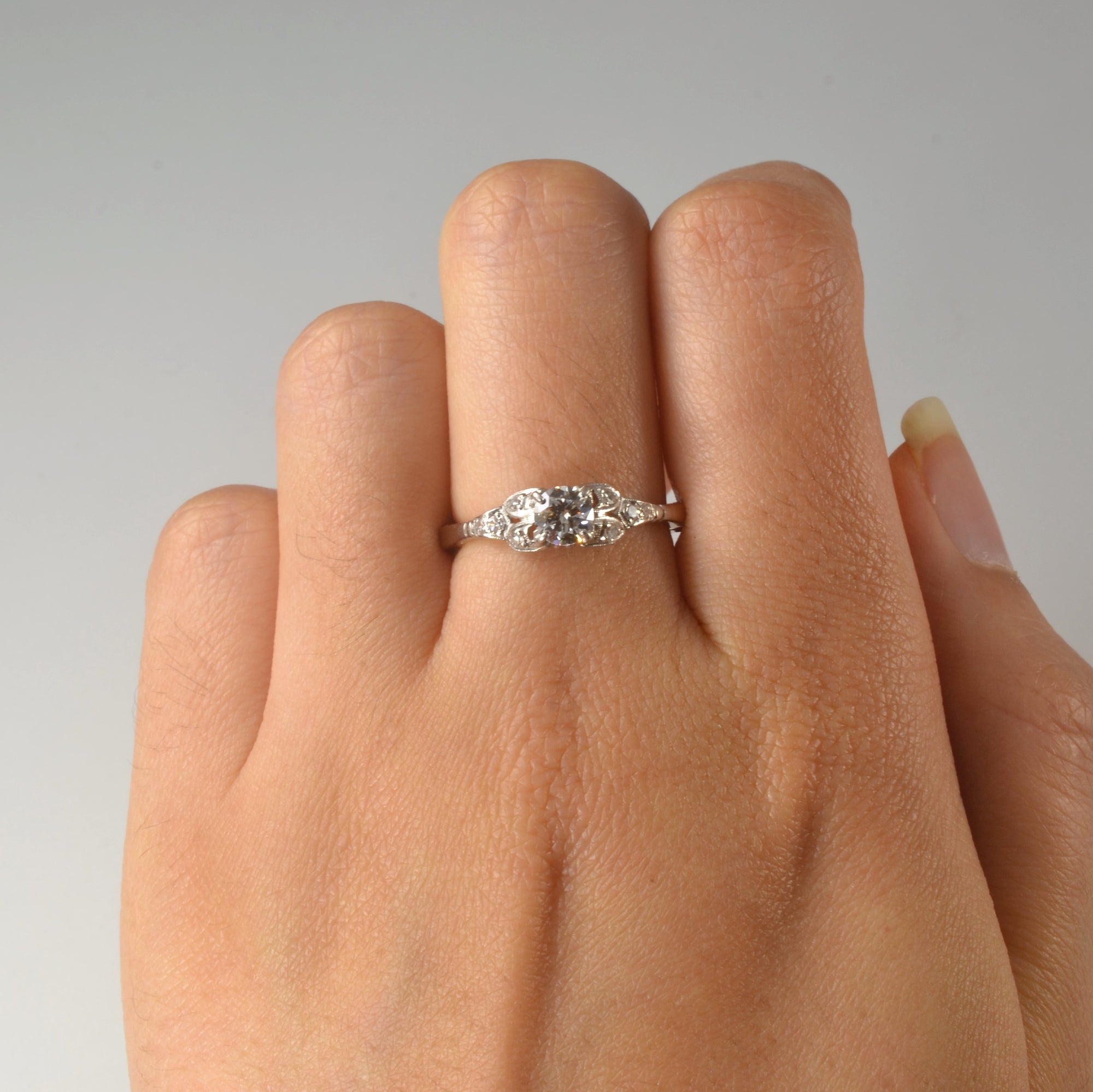 Arthritic Shank Art Deco Diamond Engagement Ring | 0.46ctw | SZ 6.25 |