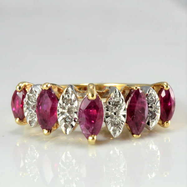 Multi Prong Set Ruby & Diamond Ring | 0.90 ctw, SZ 6 |