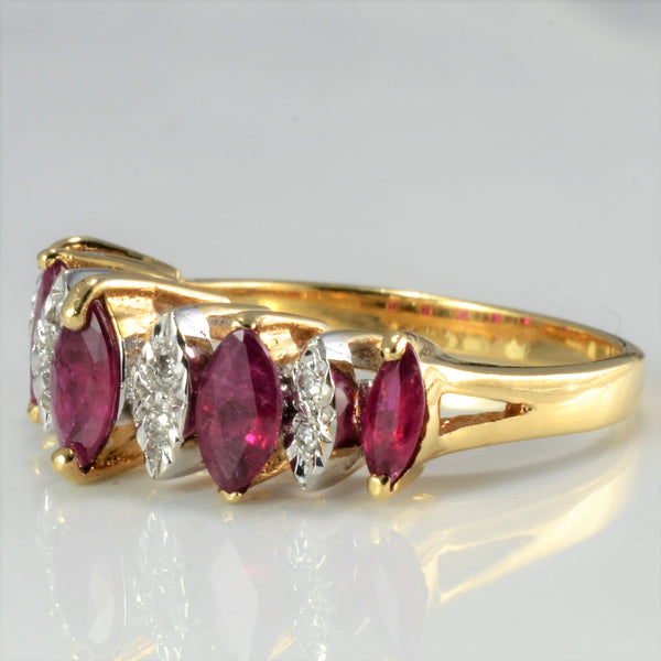 Multi Prong Set Ruby & Diamond Ring | 0.90 ctw, SZ 6 |