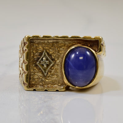 Synthetic Star Sapphire Cabochon Ring | 3.20ct, 0.01ct | SZ 9 |