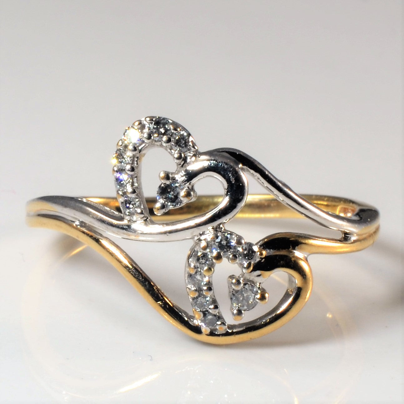 Double Heart Diamond Promise Ring | 0.11ctw | SZ 8.75 |
