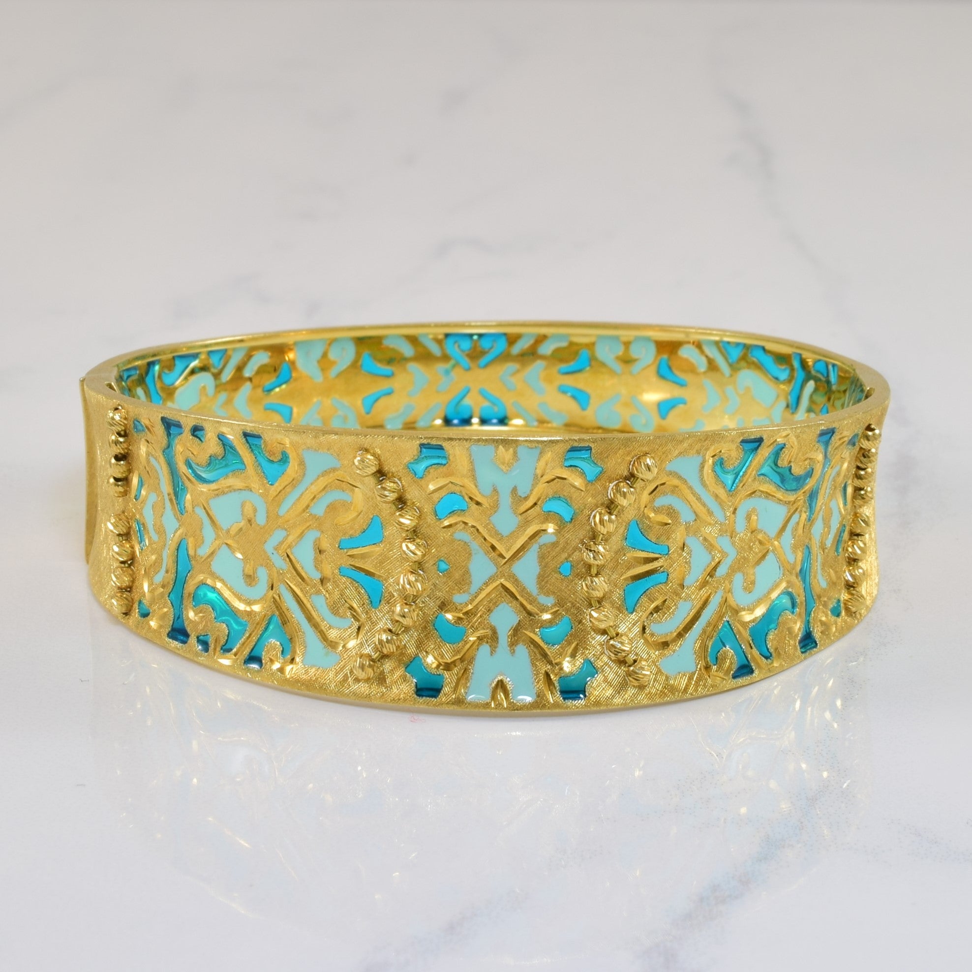 Italian Enamelled Yellow Gold Bangle | 8" |