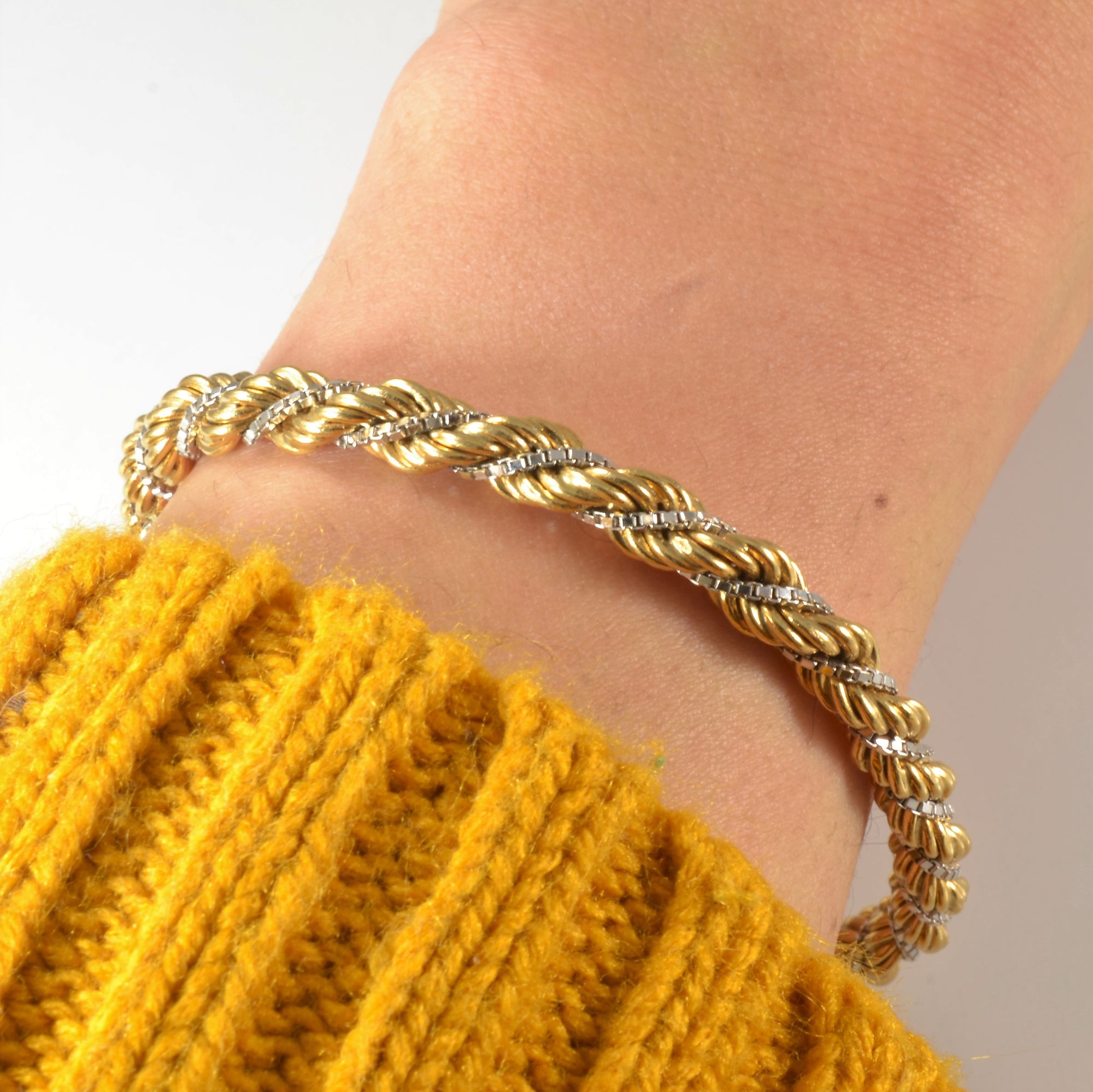 18k Two Tone Rope Chain Bracelet | 8