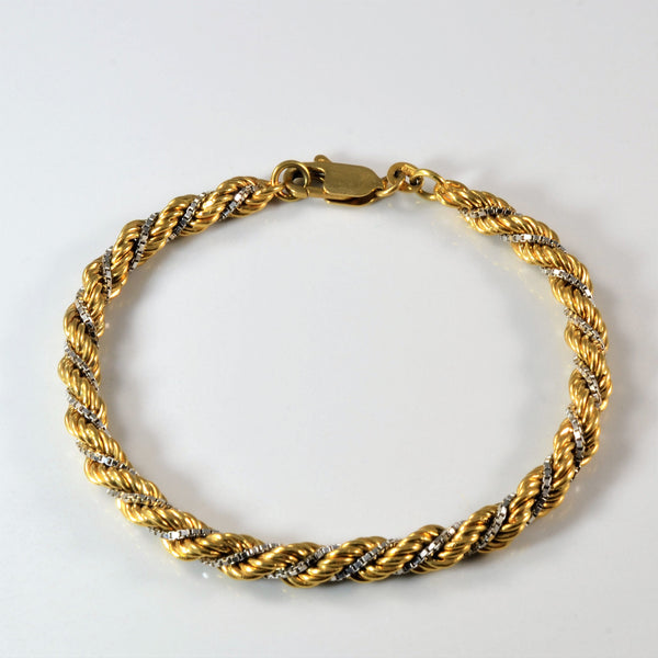 18k Two Tone Rope Chain Bracelet | 8
