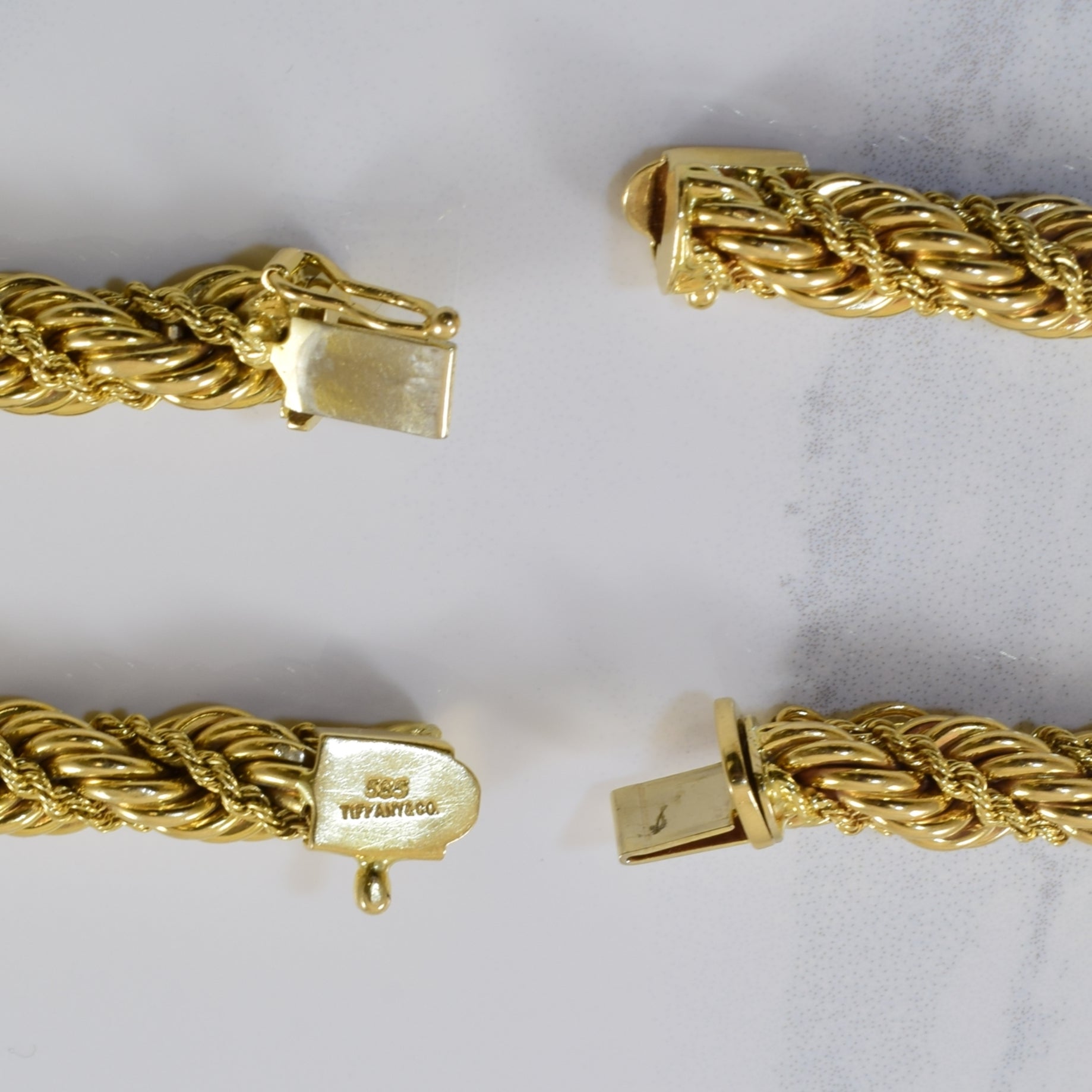 'Tiffany & Co.' Vintage Twisted Rope Necklace & Bracelet Set | 14k | 16" & 8"