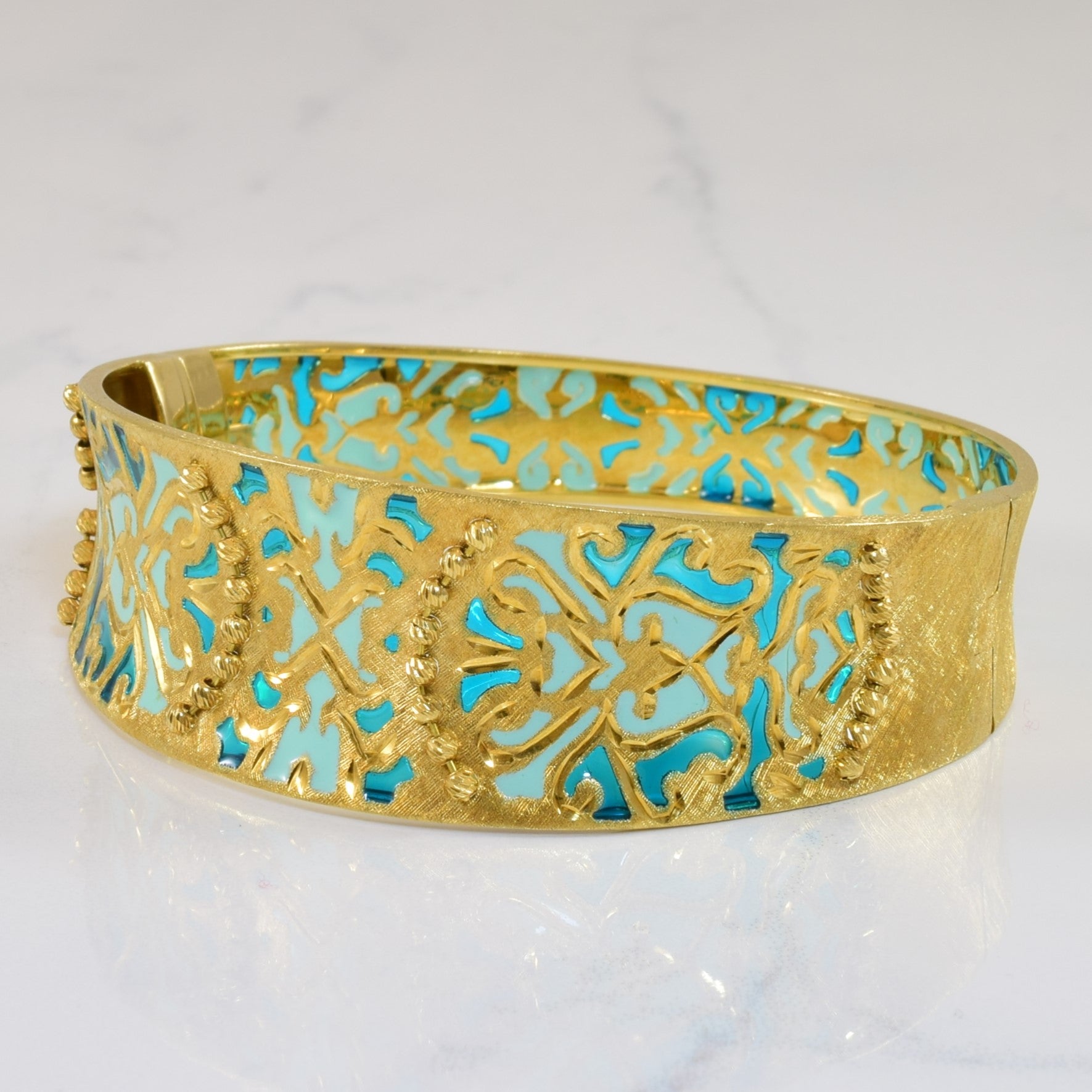 Italian Enamelled Yellow Gold Bangle | 8" |