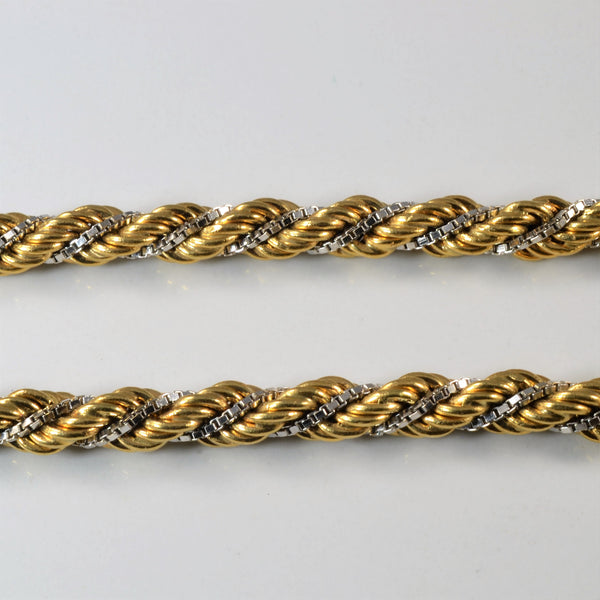 18k Two Tone Rope Chain Bracelet | 8