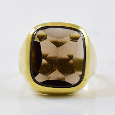 Cushion Smokey Quartz Signet Ring | 5.14 ct | SZ 7 |