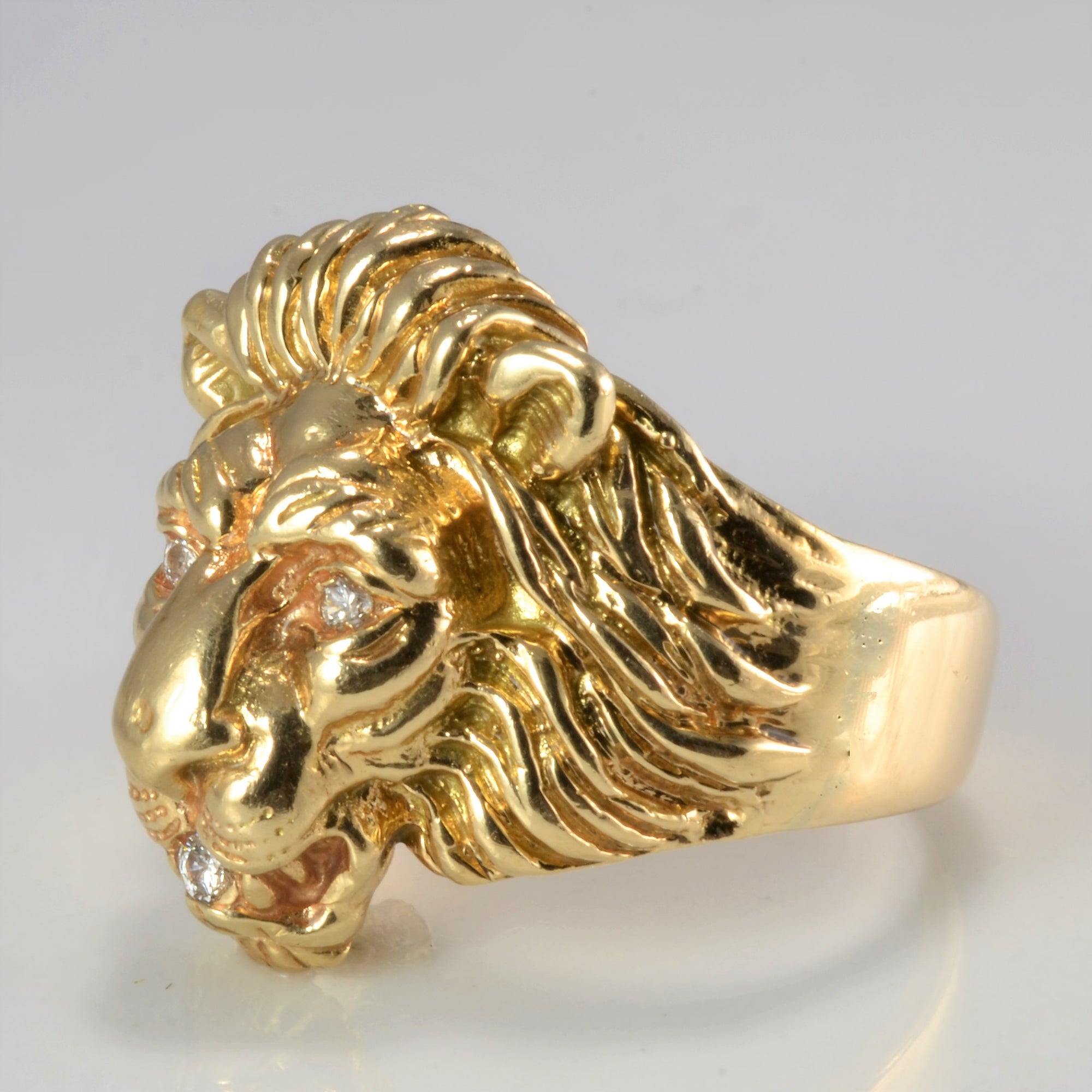 Heavy Men's Lion Diamond Ring | 0.06 ctw, SZ 10.5 |