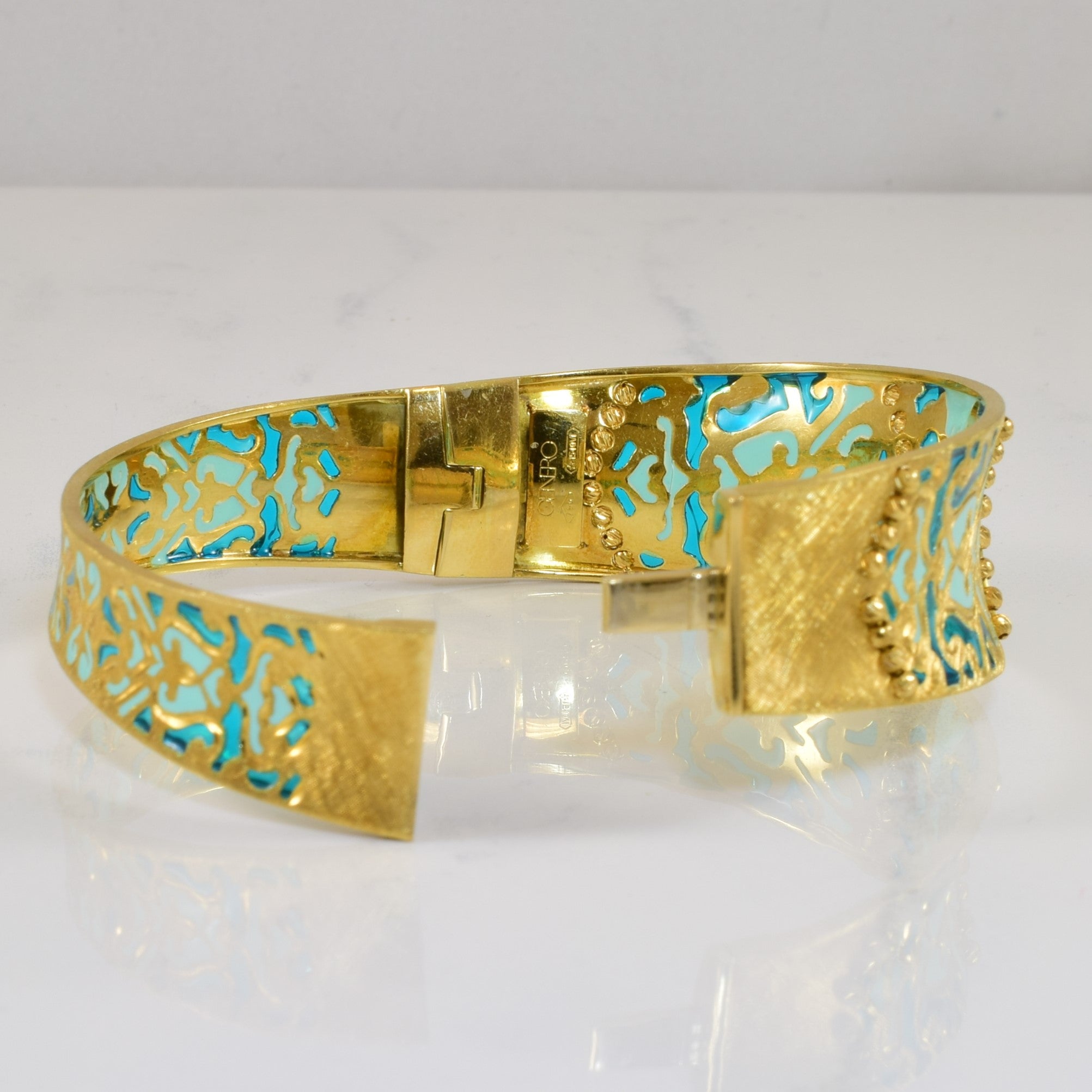 Italian Enamelled Yellow Gold Bangle | 8" |