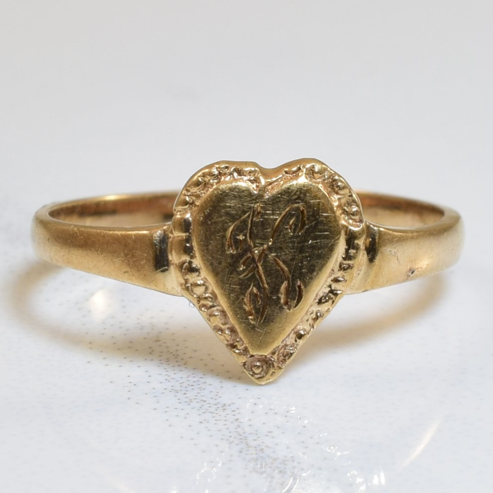 Initial 'K' Heart Signet Ring | SZ 1.5 |