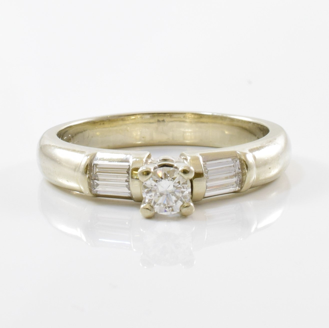 Baguette Diamond Accented Engagement Ring | 0.48ctw | SZ 10.5 |