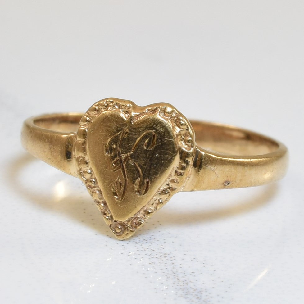 Initial 'K' Heart Signet Ring | SZ 1.5 |