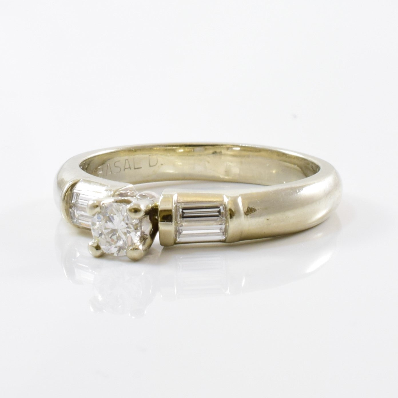 Baguette Diamond Accented Engagement Ring | 0.48ctw | SZ 10.5 |