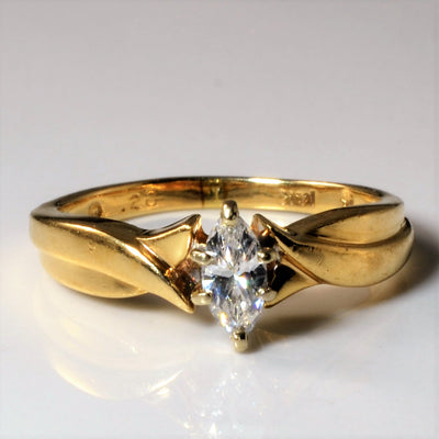 Twisted Taper Marquise Solitaire Ring | 0.28ct | SZ 6.75 |