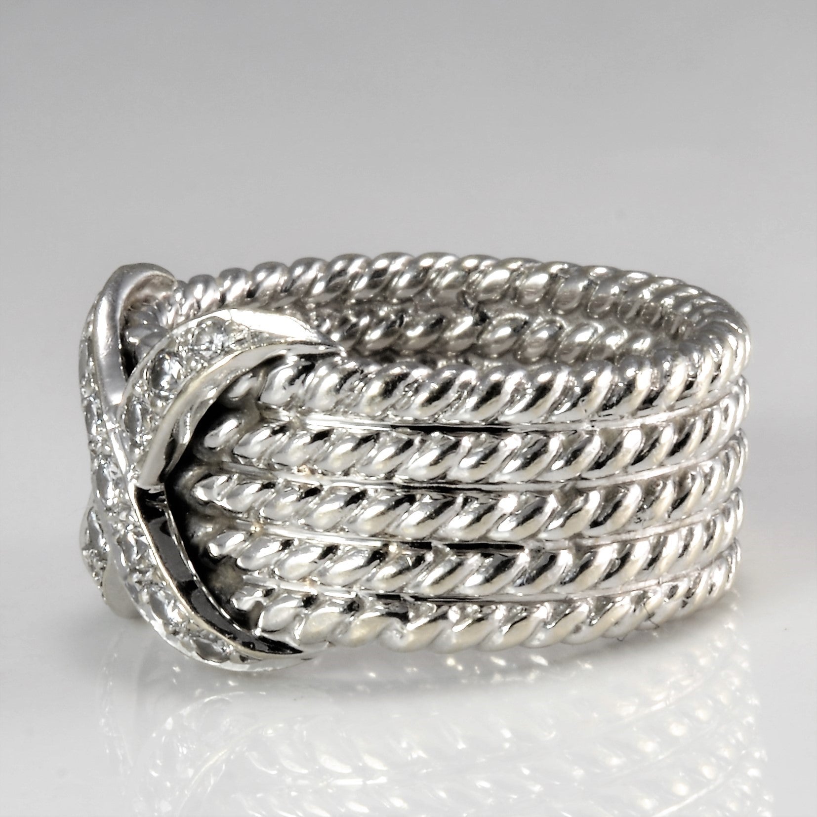 Textured Crossover Diamond Wide Band Ring | 0.20 ctw, SZ 6.25 |