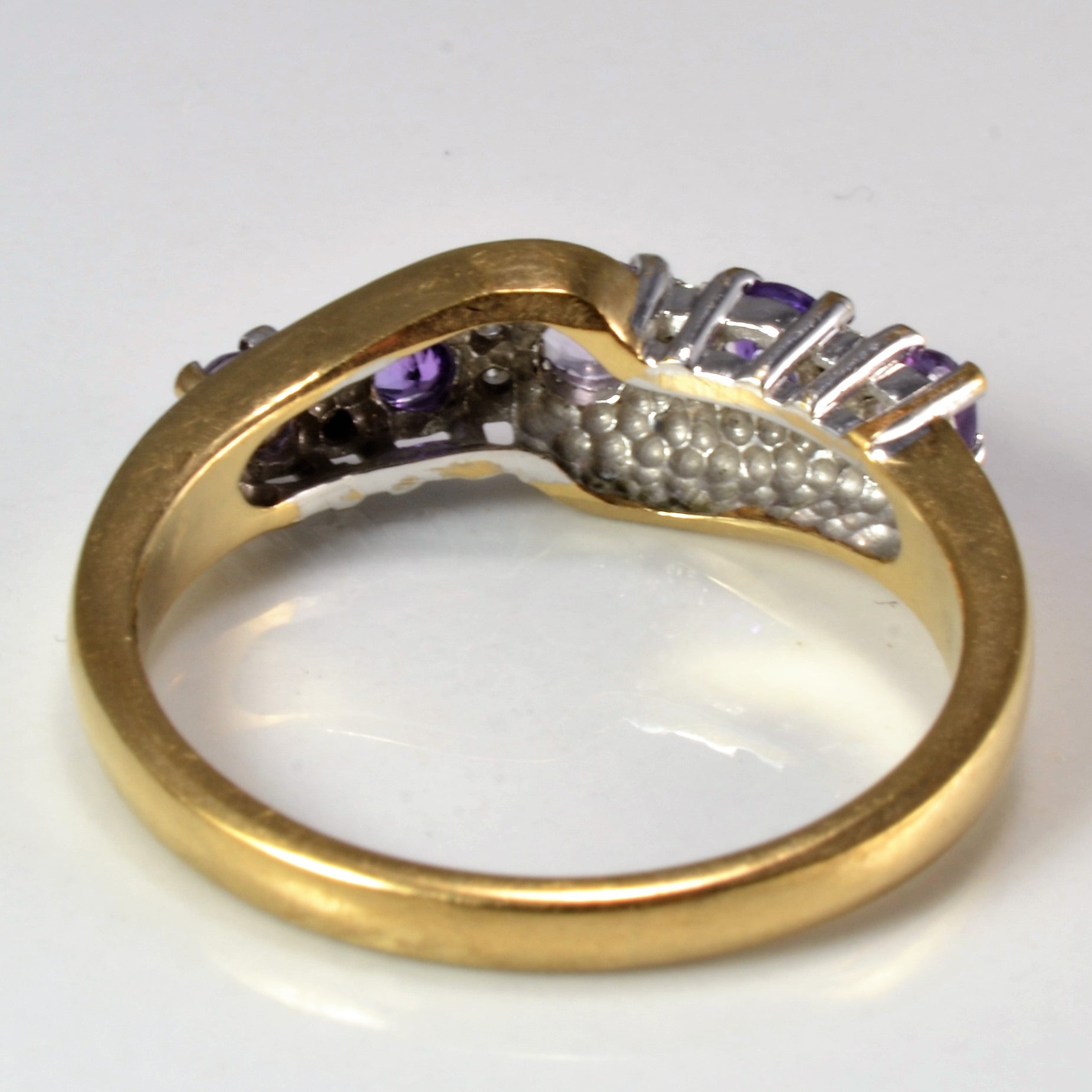 Five Stone Amethyst & Diamond Ring | 0.04 ctw, SZ 8 |