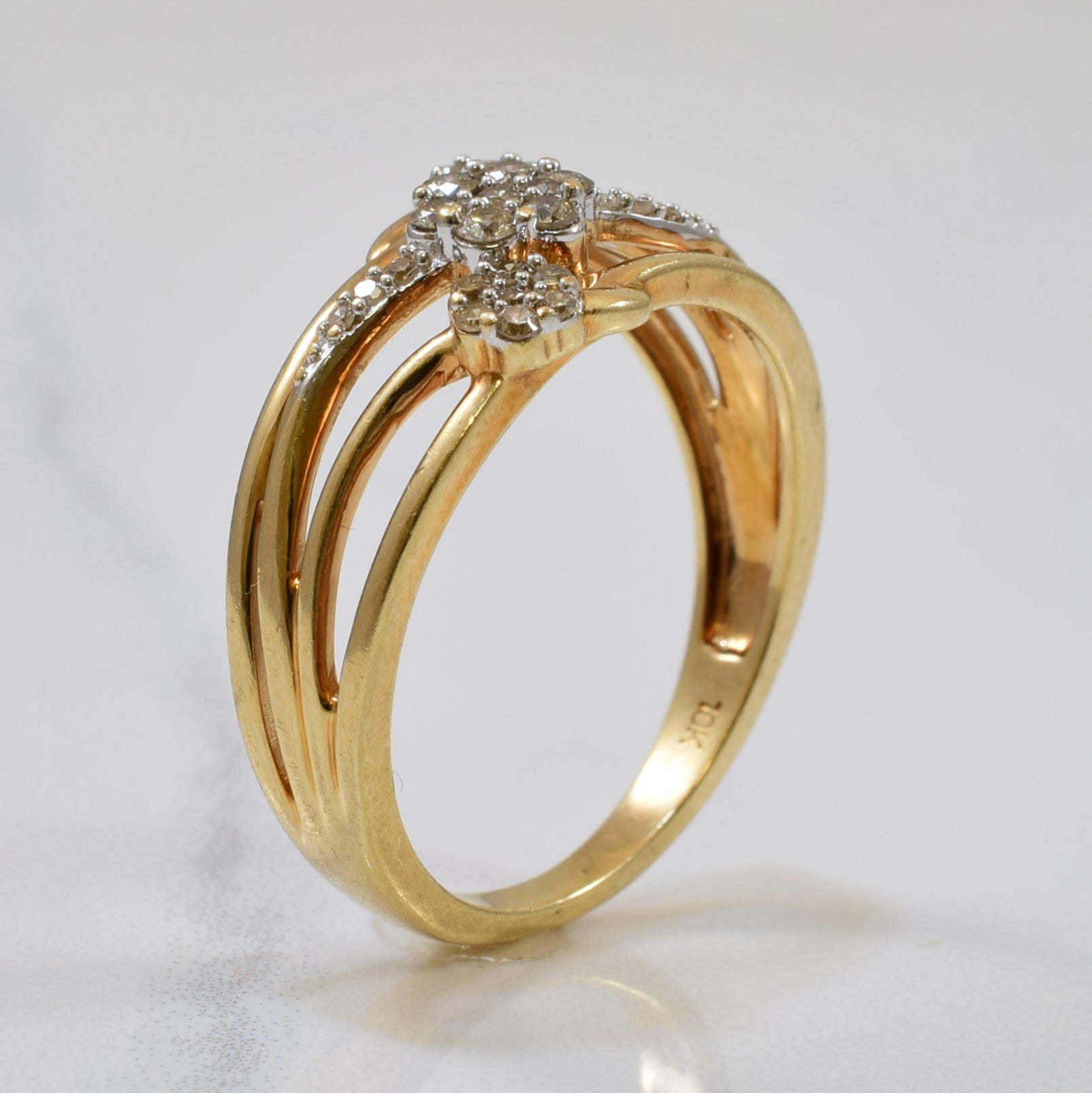 Floral Cluster Diamond Split Shank Ring | 0.25ctw | SZ 7.5 |