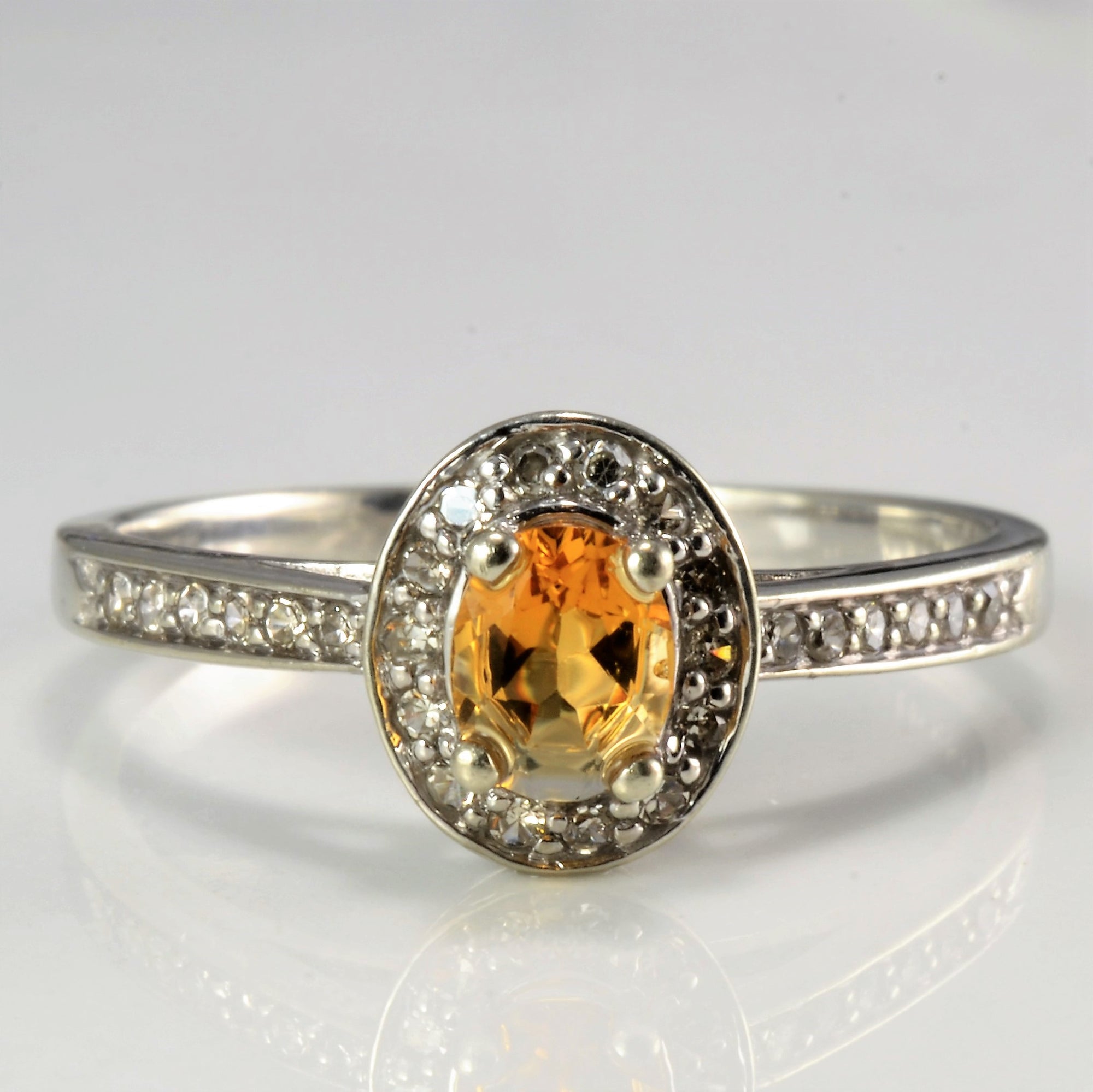 Halo Citrine & Diamond Ring | 0.18 ctw, SZ 6.75 |