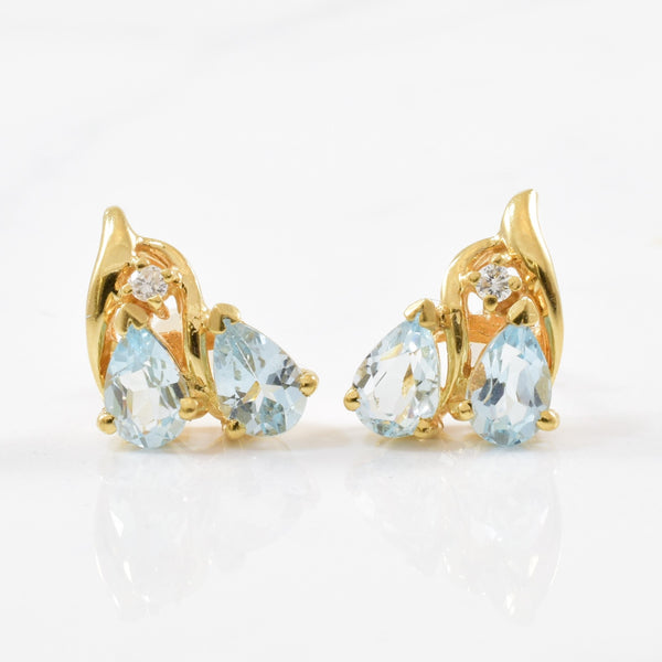 Aquamarine & Diamond Stud Earrings | 0.04ctw, 1.40ctw |
