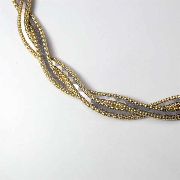 Braided Two Tone Gold Necklace | 18