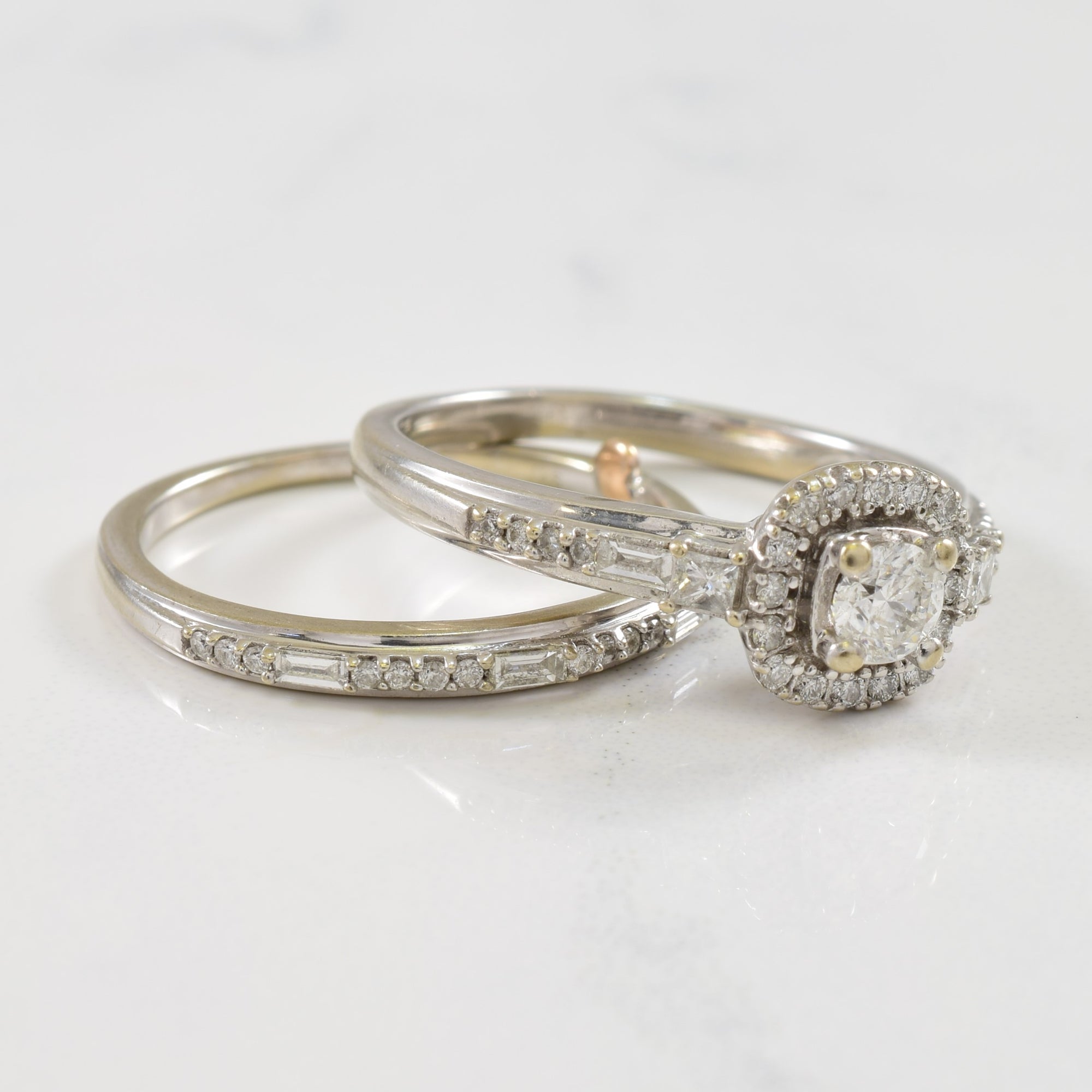 Pave Diamond Engagement Ring Set | 0.54ctw | SZ 7.25 |
