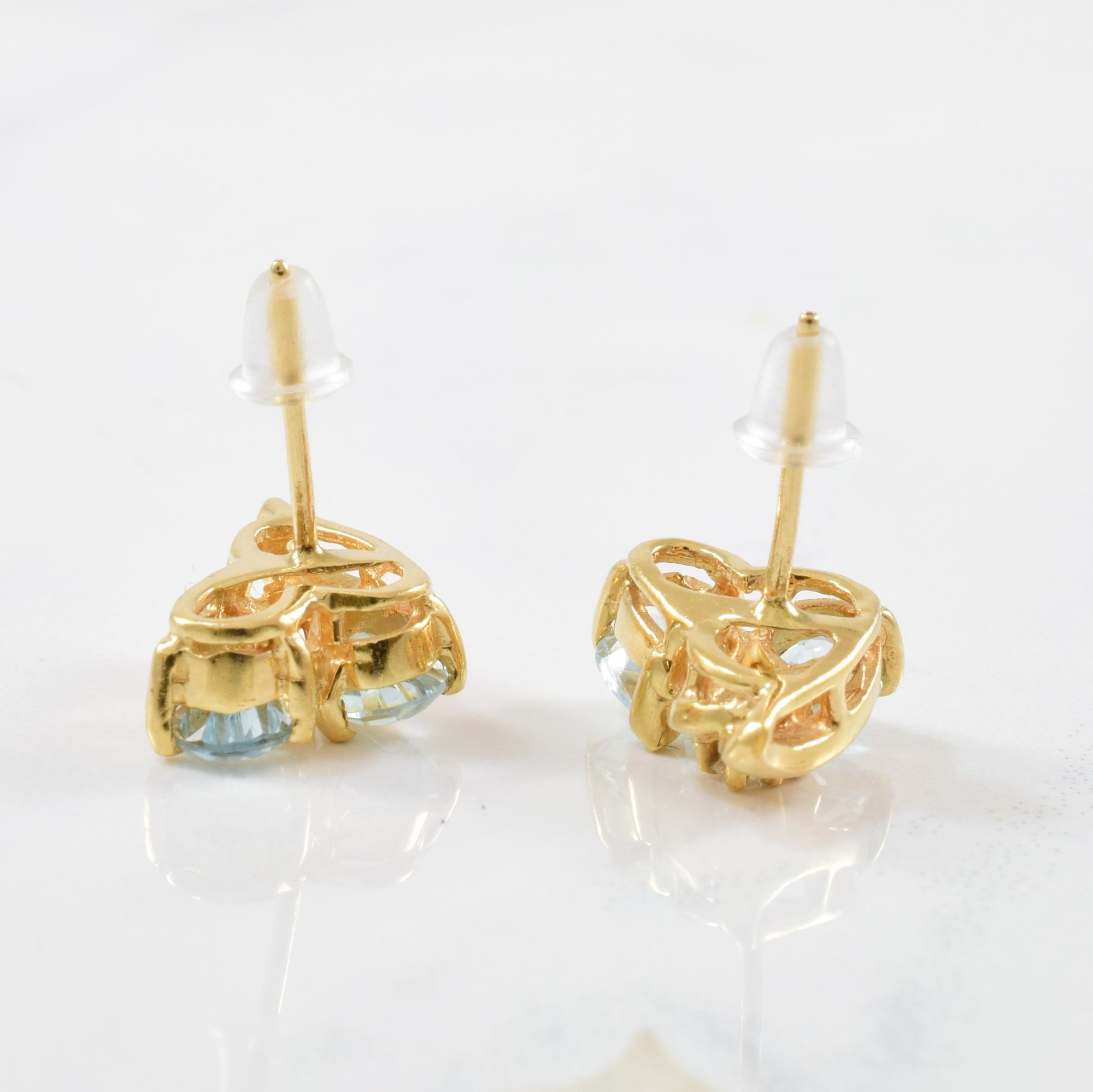 Aquamarine & Diamond Stud Earrings | 0.04ctw, 1.40ctw |