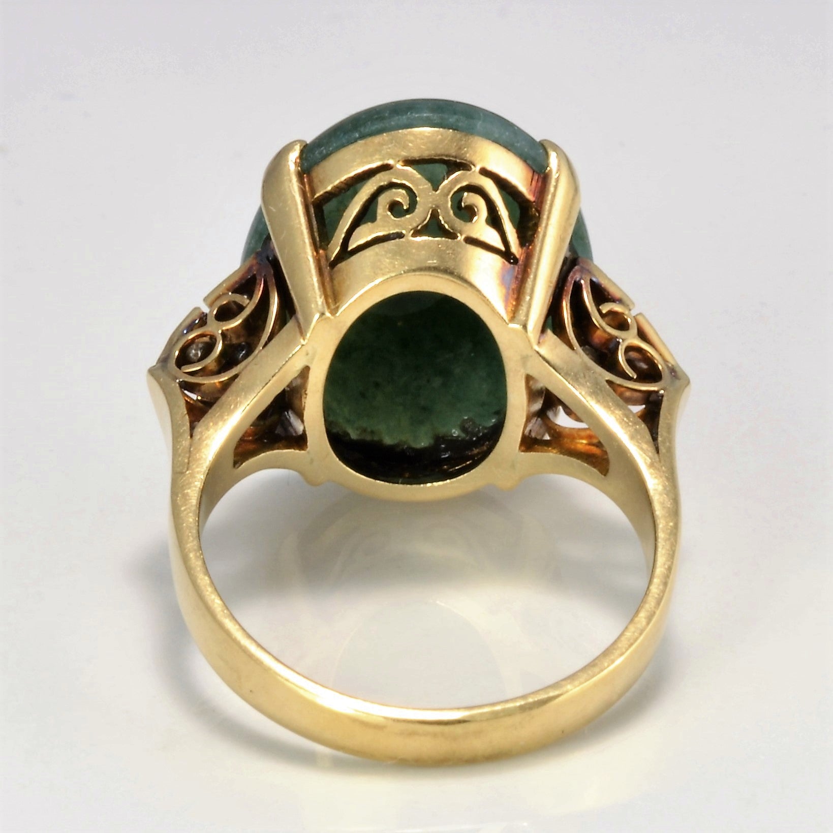 High Set Amazonite & Diamond Vintage Classic Gold Ring | 0.10 ctw, SZ 7.75 |
