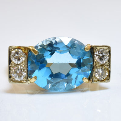 Blue Topaz & Diamond Ring | 4.50ct, 0.32ctw | SZ 6 |