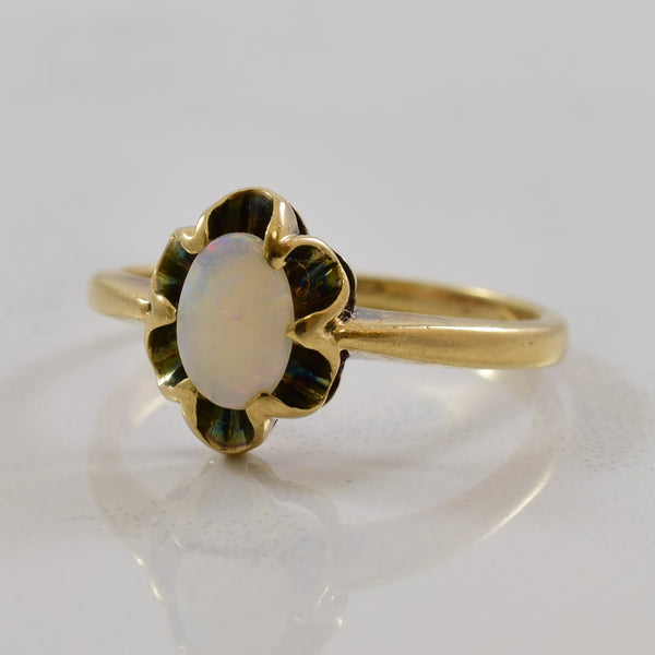 Floral Halo Opal Ring | 0.27ct | SZ 4.5 |