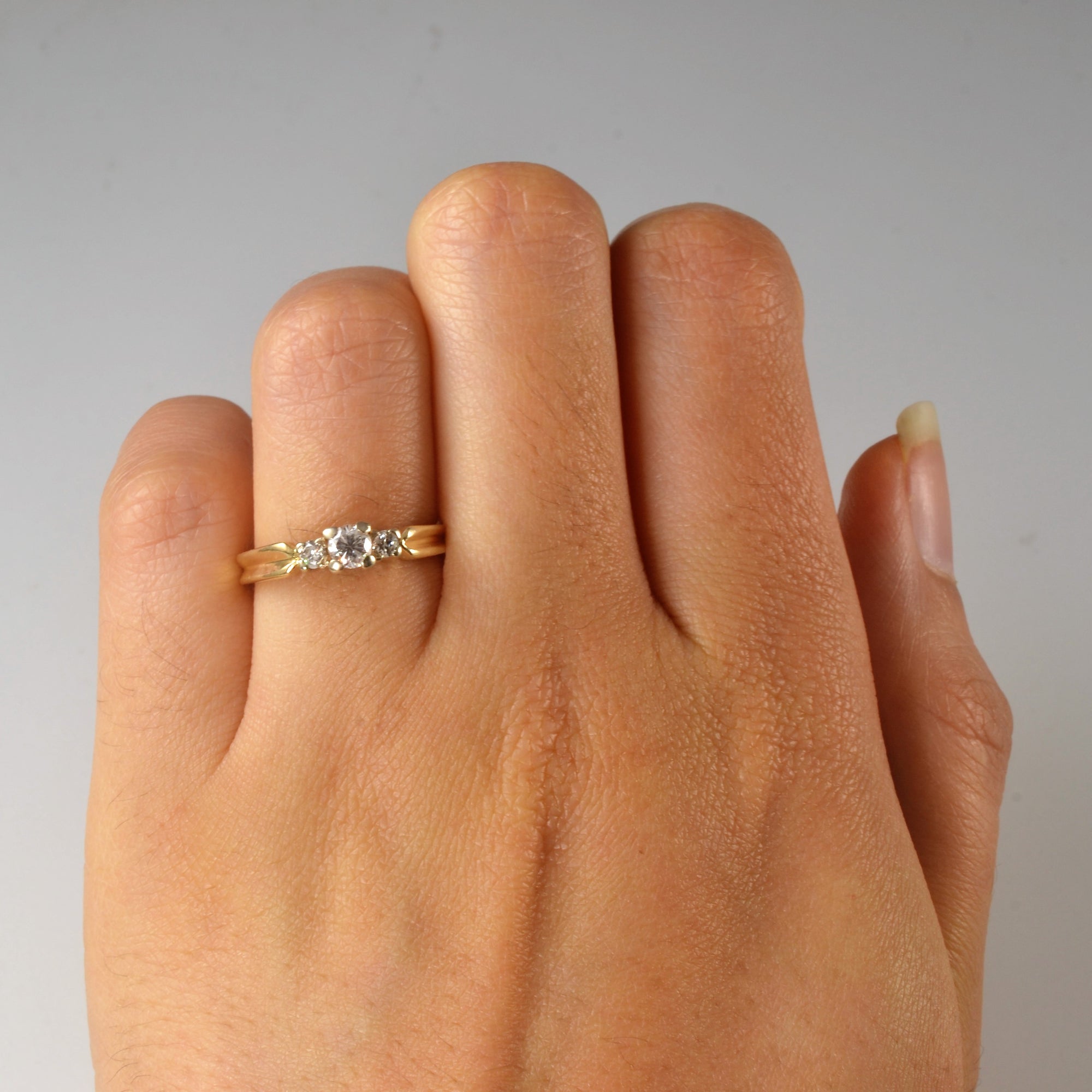 Low profile deals three stone ring