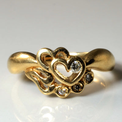 Double Diamond Heart Ring | 0.08ctw | SZ 6.75