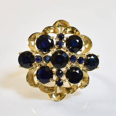 Blue Sapphire Burst Cocktail Ring | 3.50ctw | SZ 6.75 |