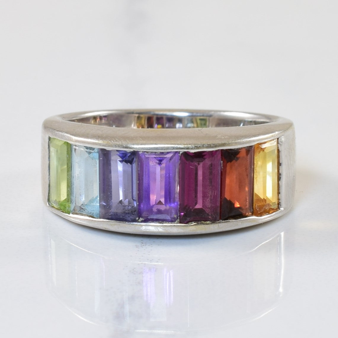 Baguette Multi Gem Rainbow Ring | 1.75ctw | SZ 6.25 |