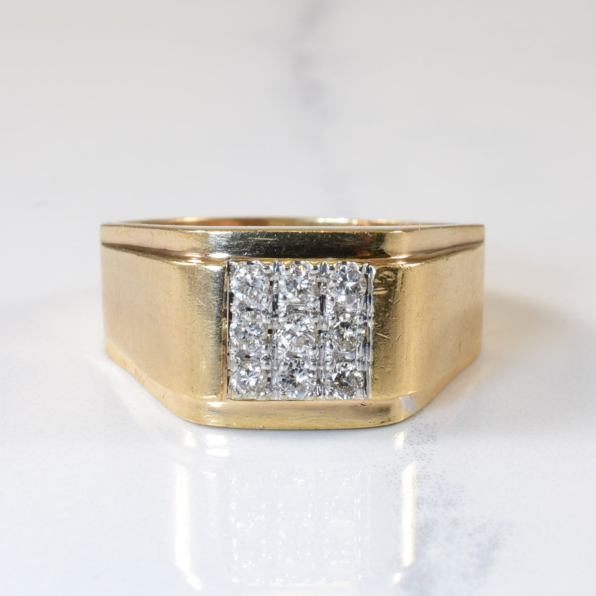 Pave Set Diamond Grid Ring | 0.40ctw | SZ 12.75