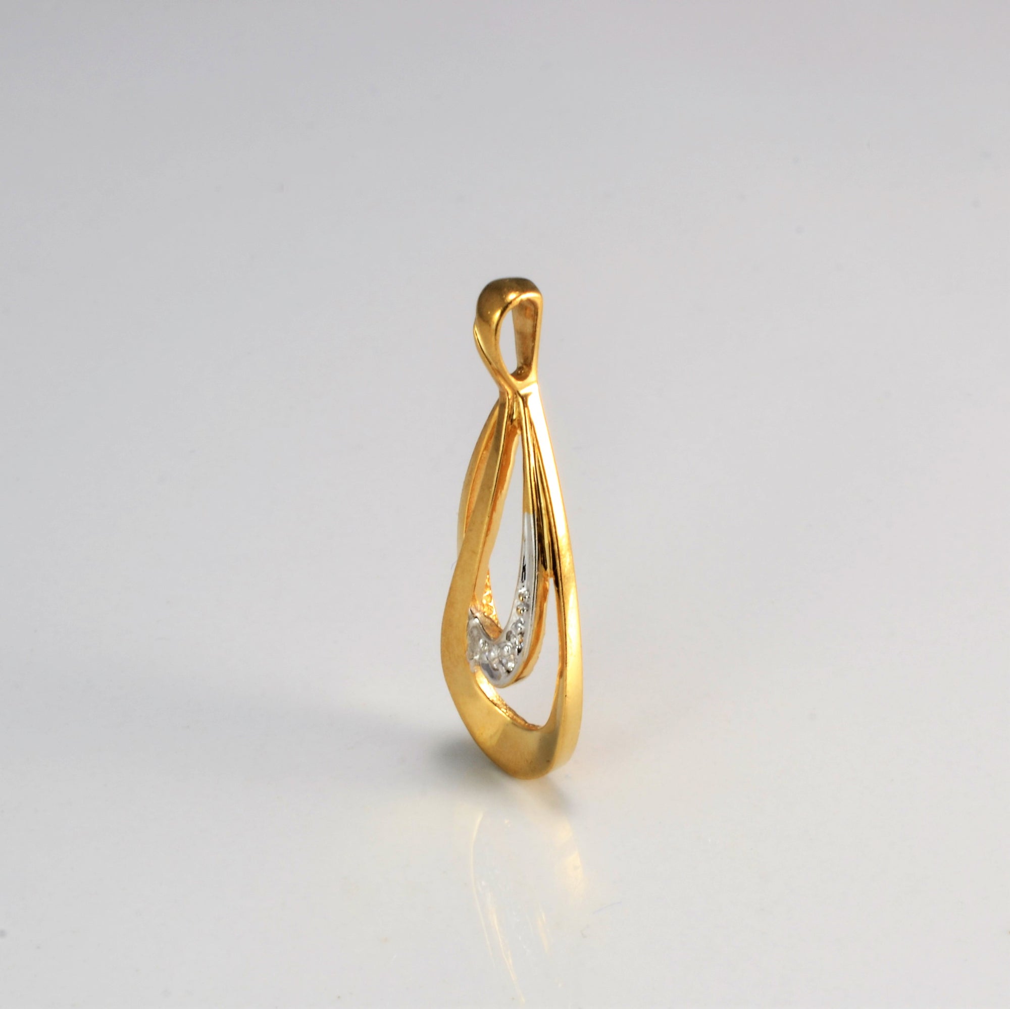 Two Tone Gold Drop Diamond Pendant | 0.04 ctw |