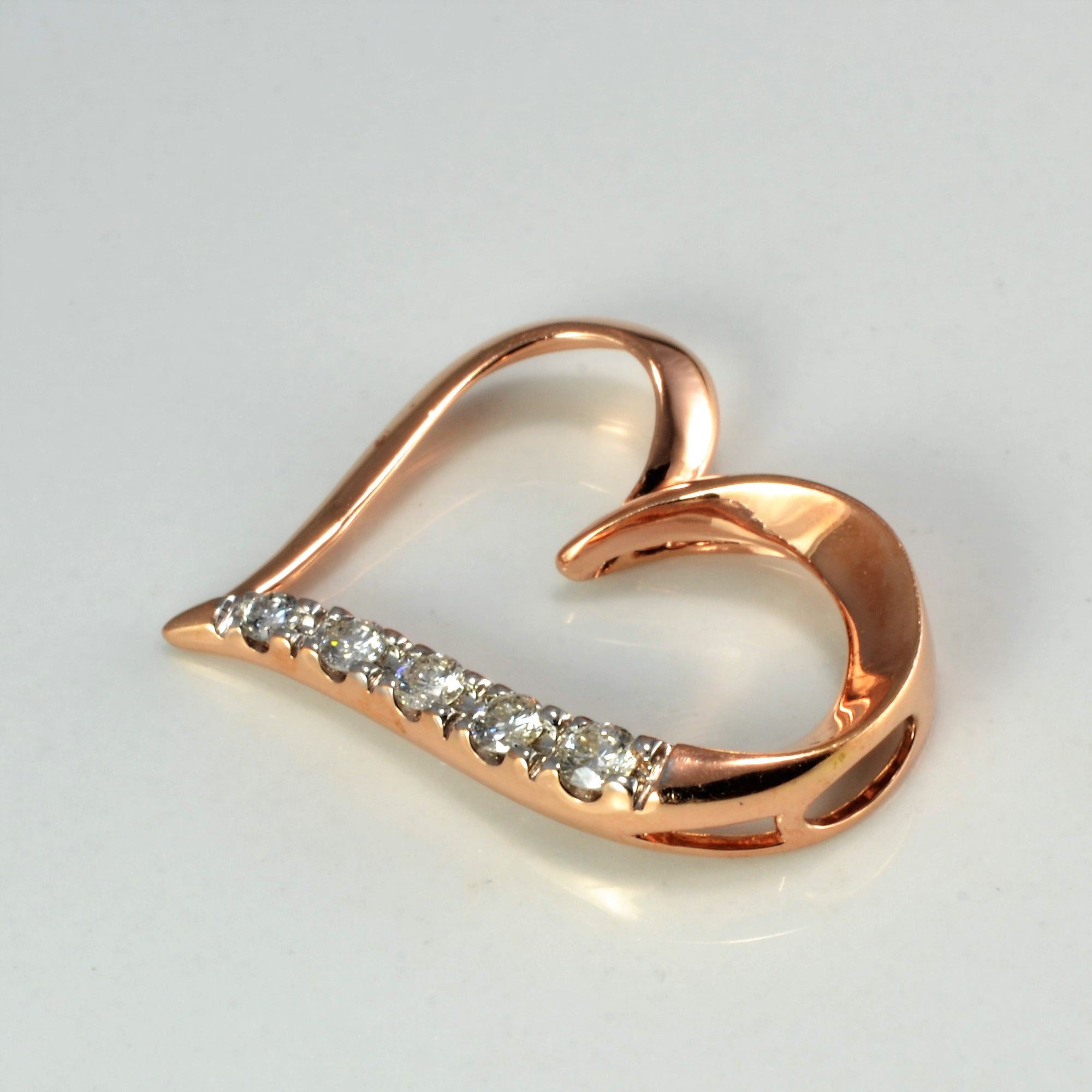 Pave Diamond Rose Gold Heart Pendant | 0.15 ctw |