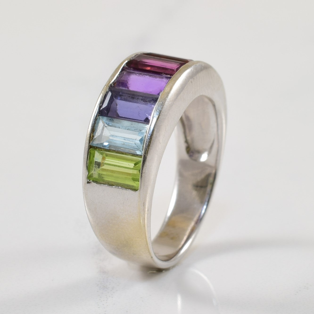 Baguette Multi Gem Rainbow Ring | 1.75ctw | SZ 6.25 |