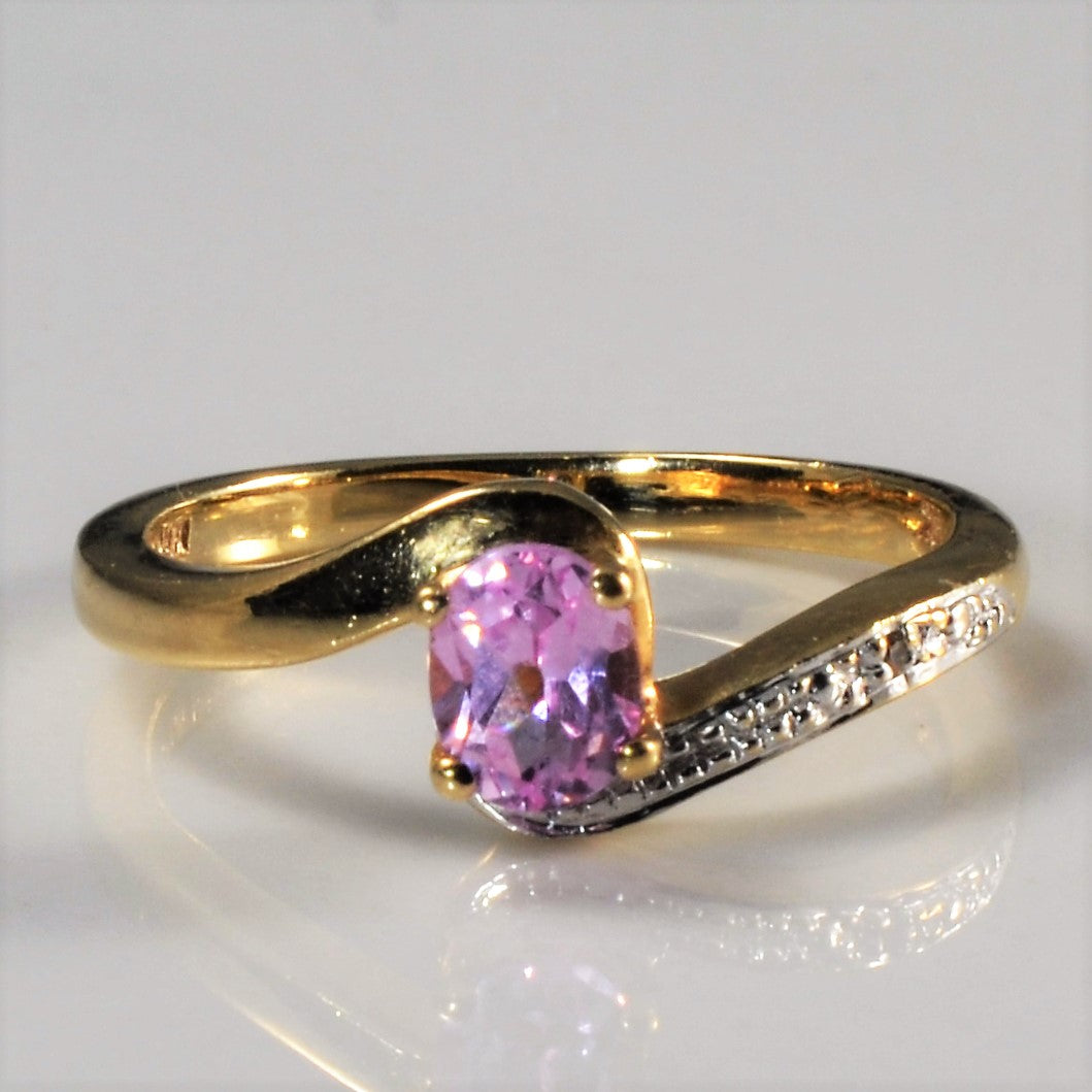 Bypass Synthetic Sapphire & Diamond Ring | 0.36ct, 0.01ct| SZ 5|