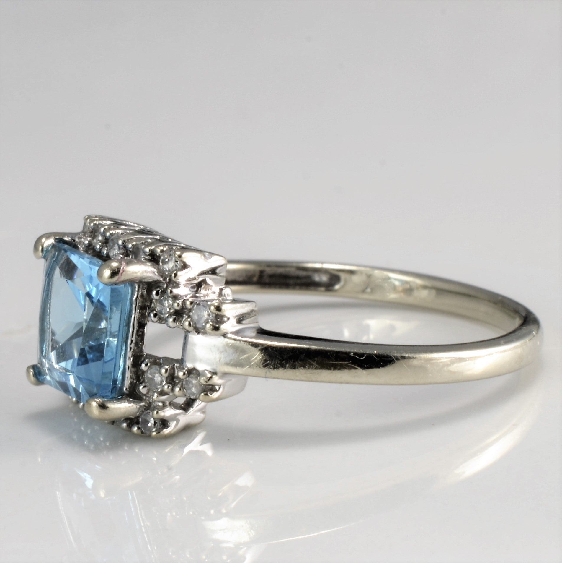 Halo Style Topaz & Diamond Ring | 0.09 ctw, SZ 6.5 |