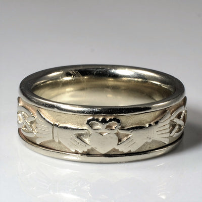 White Gold Claddagh Band | SZ 8.75 |