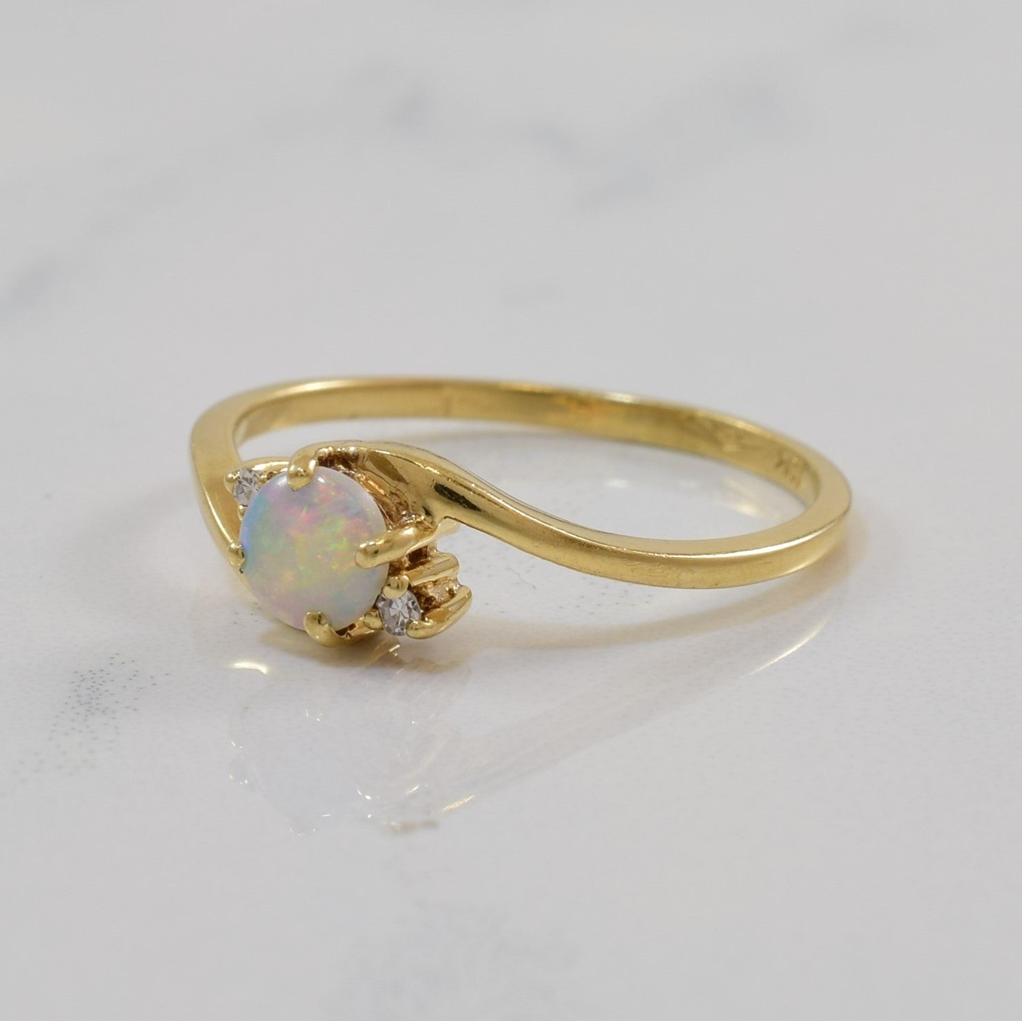 Diamond & Opal Bypass Ring | 0.02ctw | SZ 7 |