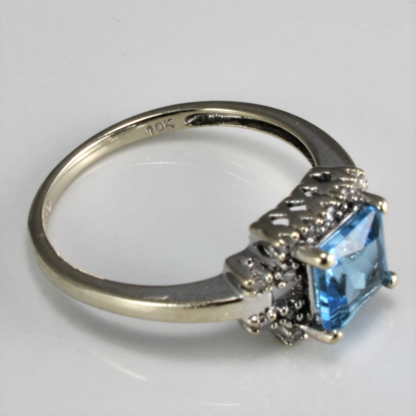 Halo Style Topaz & Diamond Ring | 0.09 ctw, SZ 6.5 |