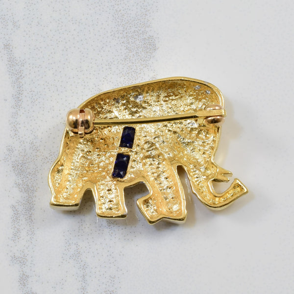Diamond & Sapphire Elephant Pin | 0.03ctw, 0.14ctw |