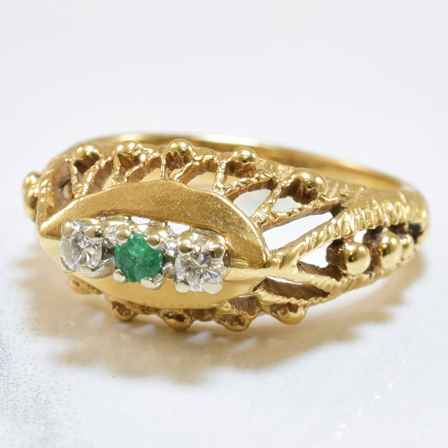 Diamond & Emerald Ring | 0.08ctw, 0.04ctw | SZ 6.75 |