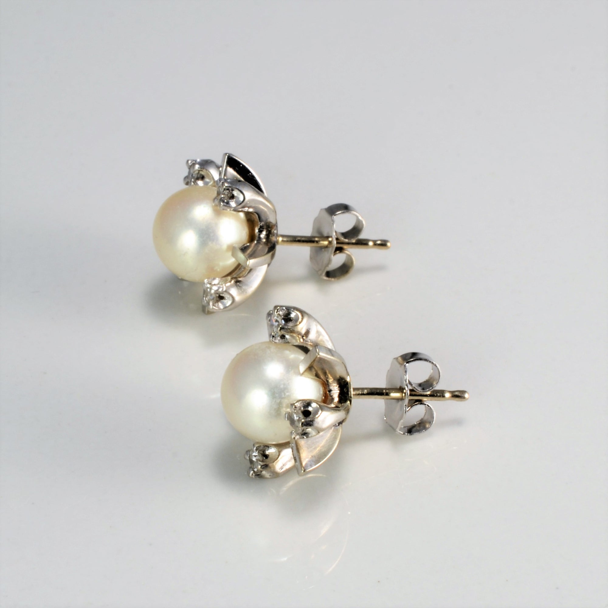 Pearl & Diamond Stud Earrings | 0.16 ctw |