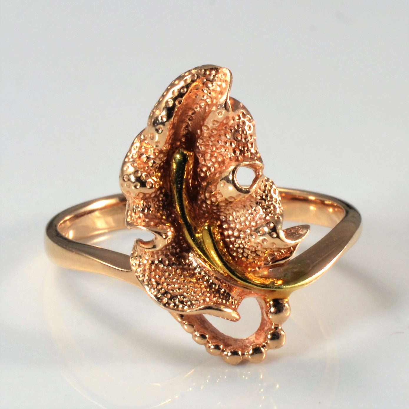 1985 Soviet Rose Gold Leaf Ring | SZ 9.25 |