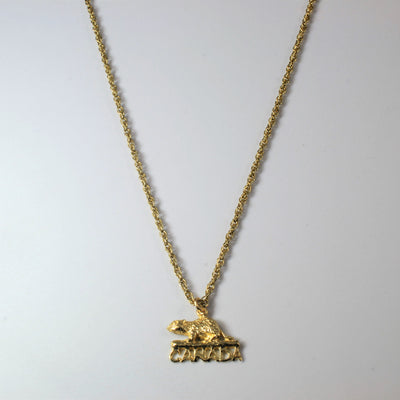 Yellow Gold Canada Beaver Necklace | 22