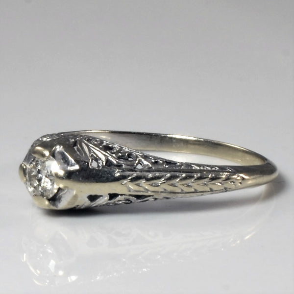 Art Deco Diamond Solitaire Engagement Ring | 0.14ct | SZ 5.75 |