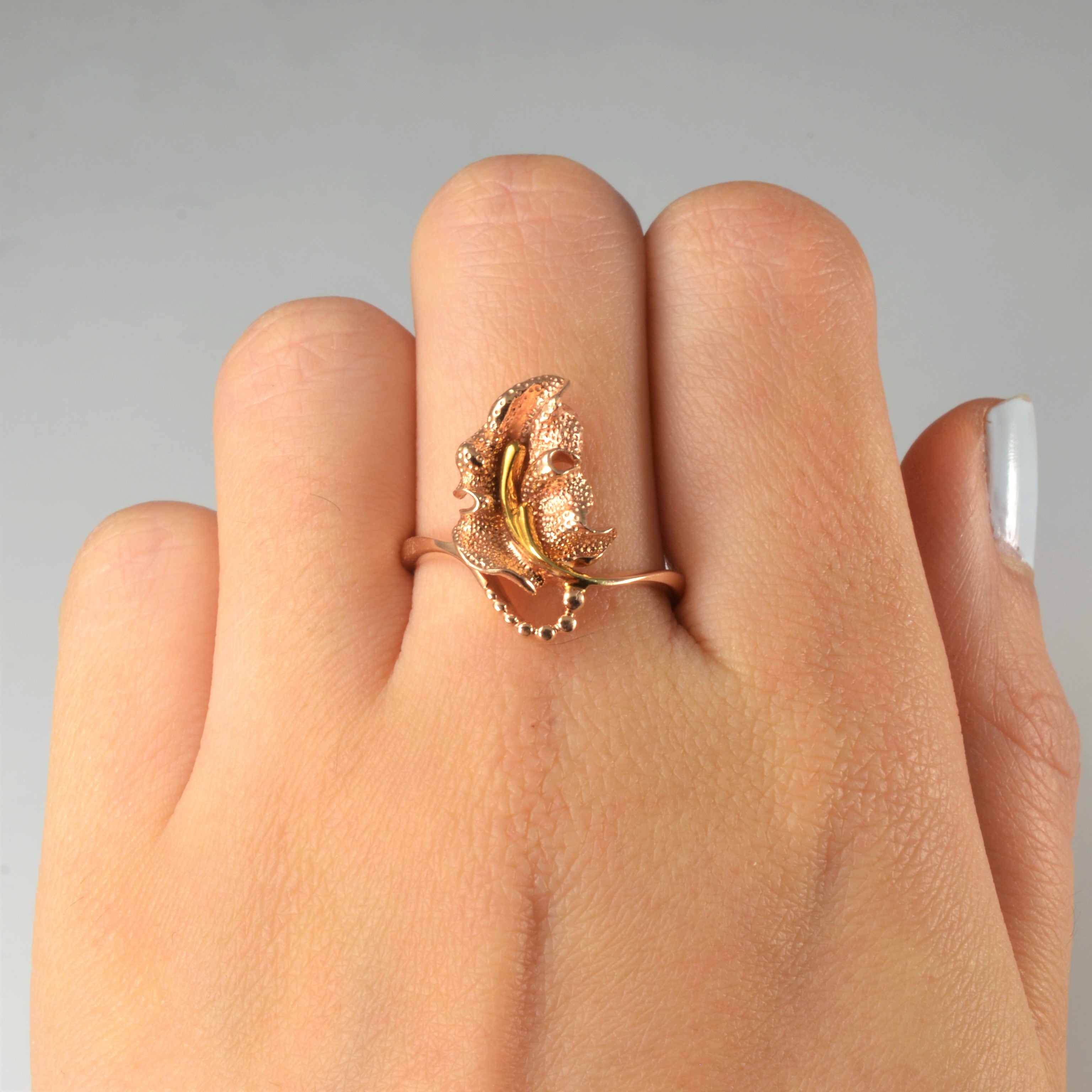 1985 Soviet Rose Gold Leaf Ring | SZ 9.25 |